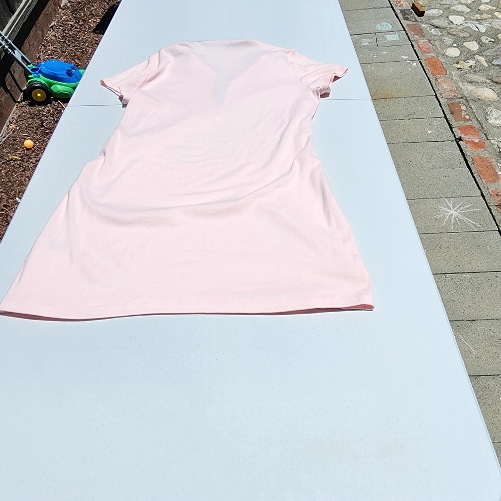 Tommy Hilfiger L pink and blue polkadot collar polo shirt dress Used good - Picture 3 of 6